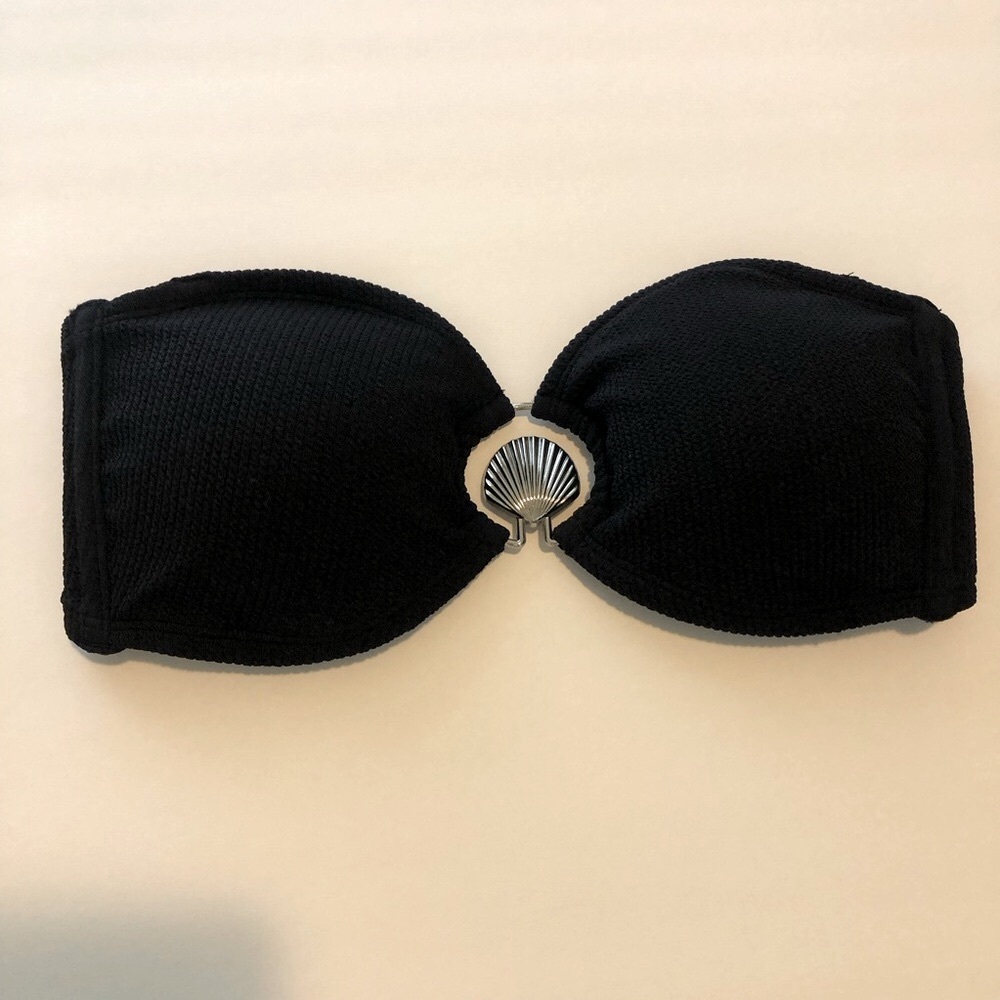 Black Bikini Top with Shell Detail - Picture 2 of 8
